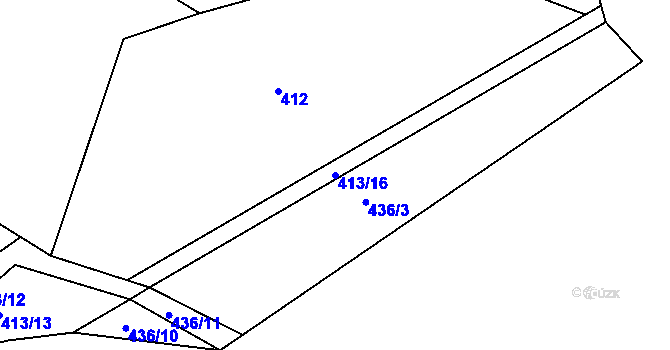 Parcela st. 413/16 v KÚ Kvaslice, Katastrální mapa