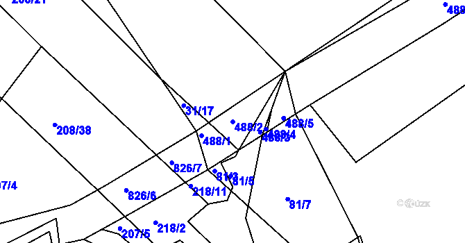 Parcela st. 488/2 v KÚ Kvaslice, Katastrální mapa