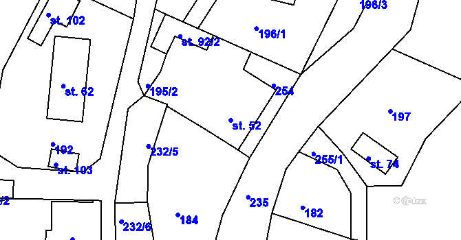 Parcela st. 52 v KÚ Nemrlov, Katastrální mapa