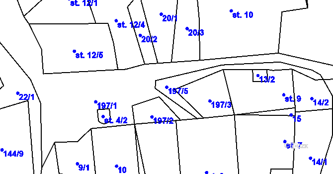 Parcela st. 197/5 v KÚ Páleč u Milešova, Katastrální mapa