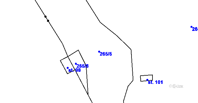 Parcela st. 265/5 v KÚ Nové Oldřůvky, Katastrální mapa