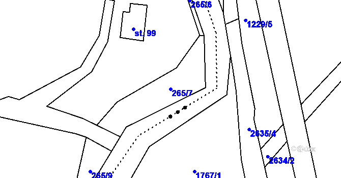Parcela st. 265/7 v KÚ Nové Oldřůvky, Katastrální mapa
