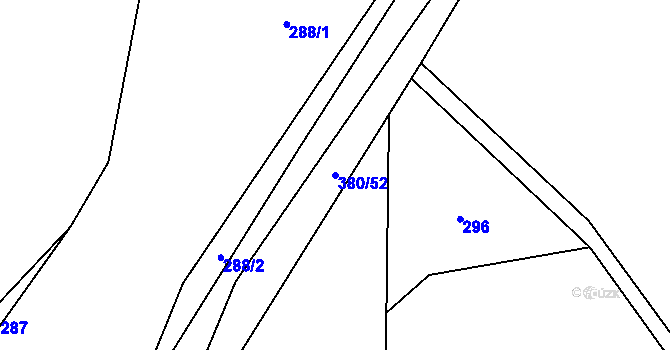 Parcela st. 380/52 v KÚ Bezvěrov II, Katastrální mapa