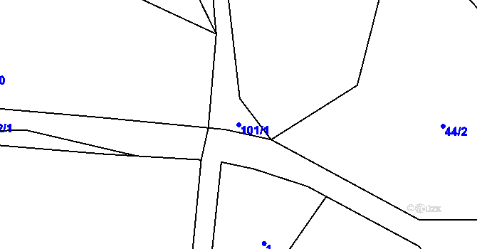 Parcela st. 101/1 v KÚ Vestec u Mezna, Katastrální mapa