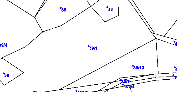 Parcela st. 39/1 v KÚ Vestec u Mezna, Katastrální mapa