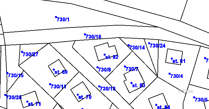 Parcela st. 82 v KÚ Podskalí, Katastrální mapa