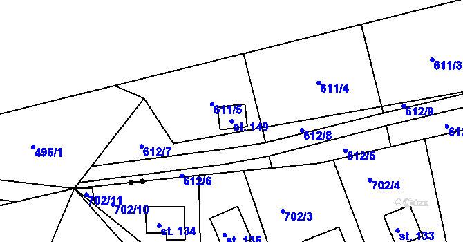 Parcela st. 149 v KÚ Podskalí, Katastrální mapa
