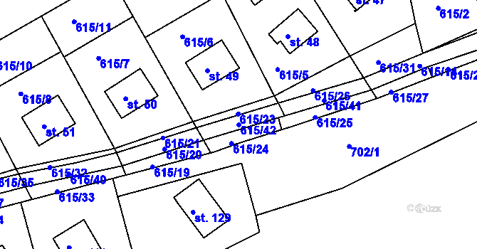 Parcela st. 615/42 v KÚ Podskalí, Katastrální mapa