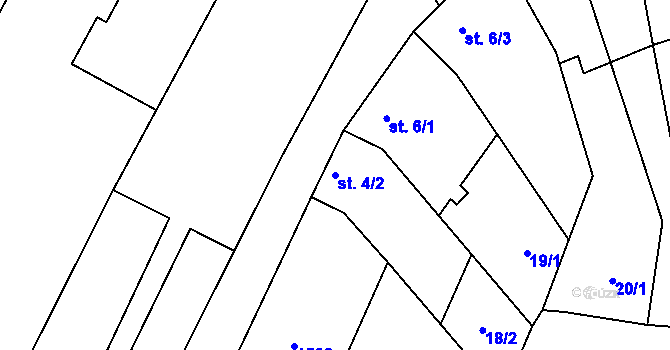 Parcela st. 4/2 v KÚ Šardičky, Katastrální mapa
