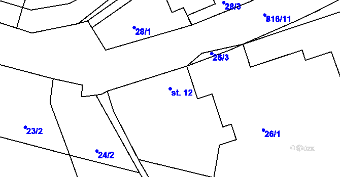 Parcela st. 12 v KÚ Šardičky, Katastrální mapa