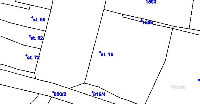 Parcela st. 16 v KÚ Šardičky, Katastrální mapa