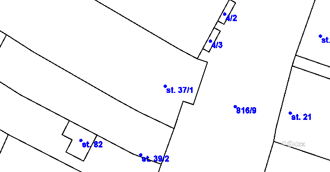 Parcela st. 37/1 v KÚ Šardičky, Katastrální mapa