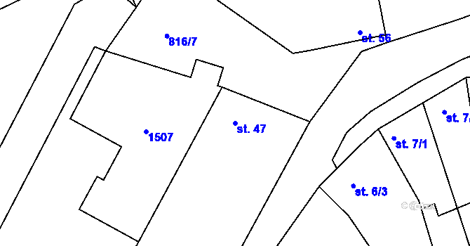 Parcela st. 47 v KÚ Šardičky, Katastrální mapa