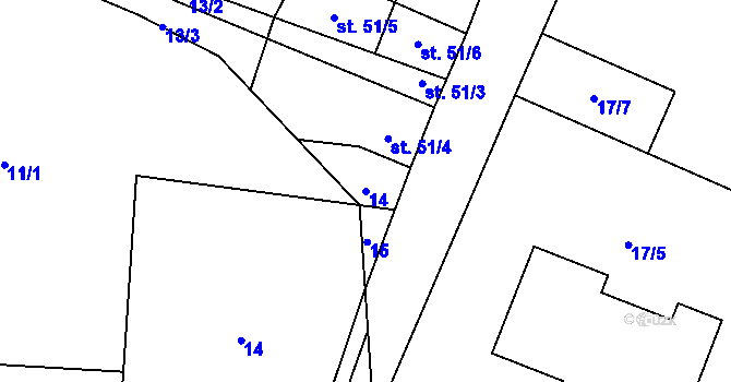 Parcela st. 14 v KÚ Šardičky, Katastrální mapa