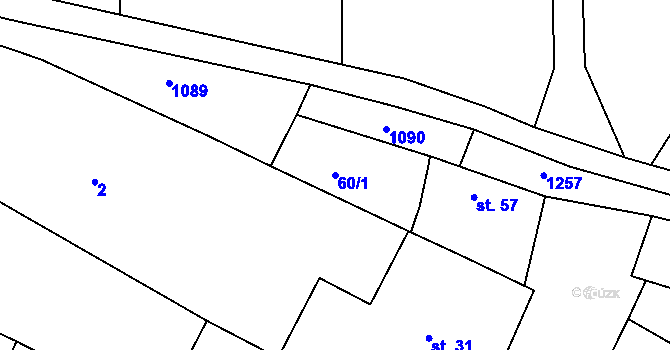 Parcela st. 60/1 v KÚ Šardičky, Katastrální mapa