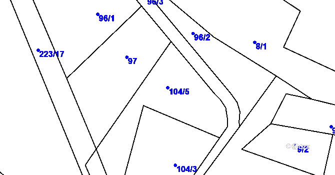 Parcela st. 104/5 v KÚ Šardičky, Katastrální mapa