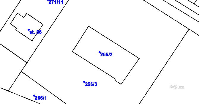 Parcela st. 266/2 v KÚ Šardičky, Katastrální mapa