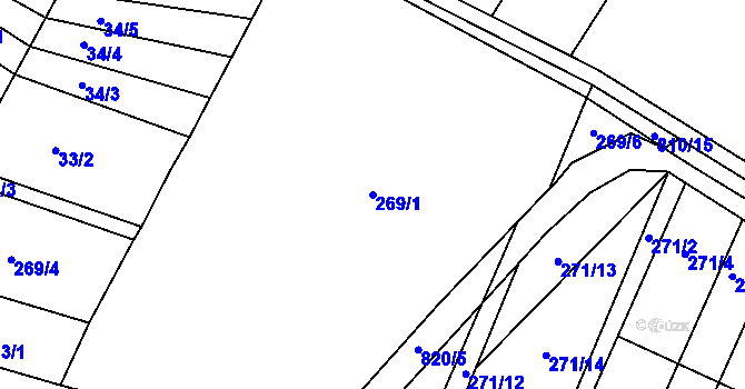 Parcela st. 269/1 v KÚ Šardičky, Katastrální mapa