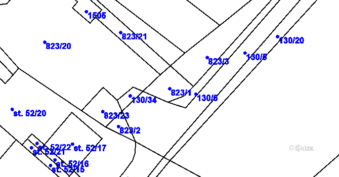 Parcela st. 823/1 v KÚ Šardičky, Katastrální mapa