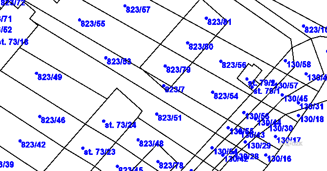 Parcela st. 823/7 v KÚ Šardičky, Katastrální mapa