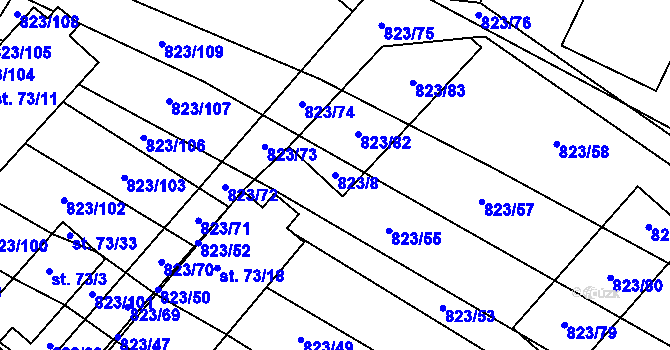 Parcela st. 823/8 v KÚ Šardičky, Katastrální mapa