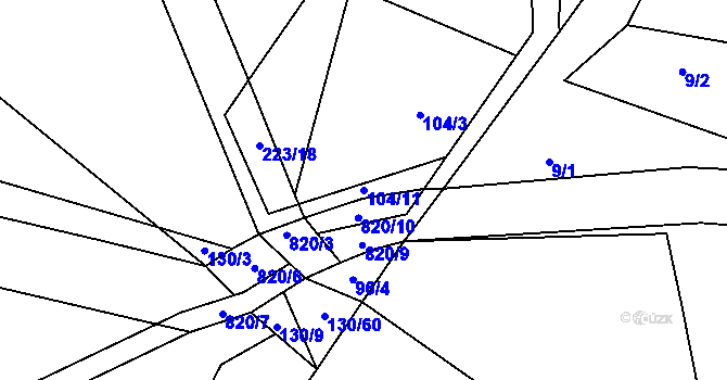 Parcela st. 104/11 v KÚ Šardičky, Katastrální mapa