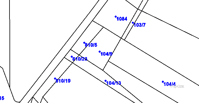 Parcela st. 104/9 v KÚ Šardičky, Katastrální mapa