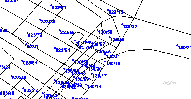 Parcela st. 130/45 v KÚ Šardičky, Katastrální mapa