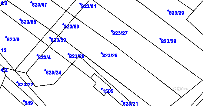 Parcela st. 823/26 v KÚ Šardičky, Katastrální mapa
