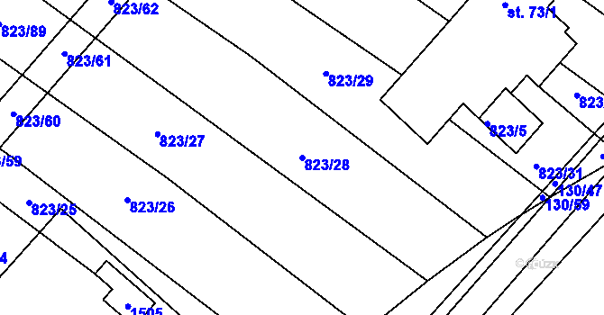 Parcela st. 823/28 v KÚ Šardičky, Katastrální mapa