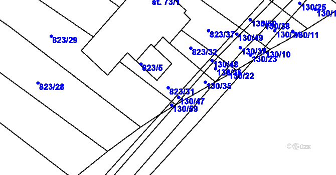 Parcela st. 823/31 v KÚ Šardičky, Katastrální mapa
