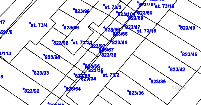 Parcela st. 823/38 v KÚ Šardičky, Katastrální mapa