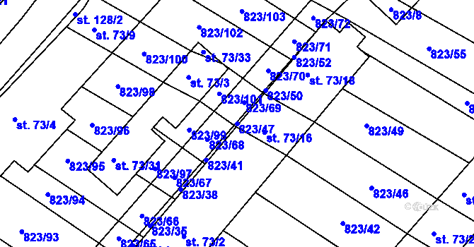Parcela st. 823/47 v KÚ Šardičky, Katastrální mapa