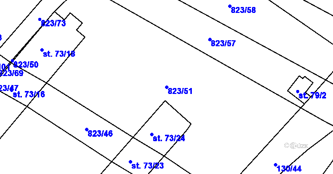 Parcela st. 823/51 v KÚ Šardičky, Katastrální mapa
