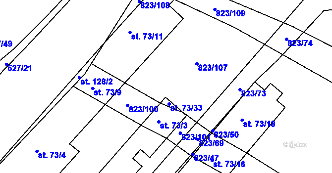 Parcela st. 823/102 v KÚ Šardičky, Katastrální mapa