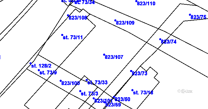 Parcela st. 823/107 v KÚ Šardičky, Katastrální mapa