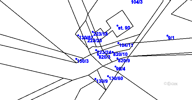 Parcela st. 223/24 v KÚ Šardičky, Katastrální mapa
