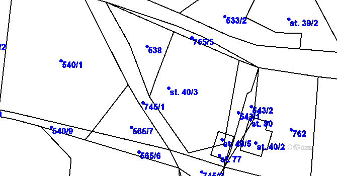 Parcela st. 40/3 v KÚ Maršovice u Dubé, Katastrální mapa