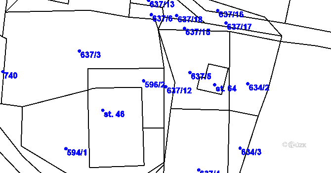 Parcela st. 637/12 v KÚ Maršovice u Dubé, Katastrální mapa