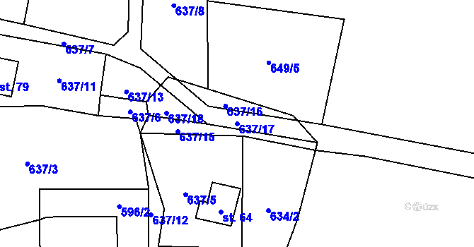 Parcela st. 637/17 v KÚ Maršovice u Dubé, Katastrální mapa