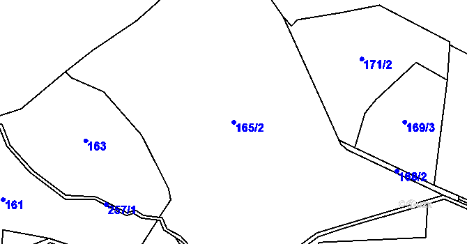 Parcela st. 165/2 v KÚ Dolní Cazov, Katastrální mapa