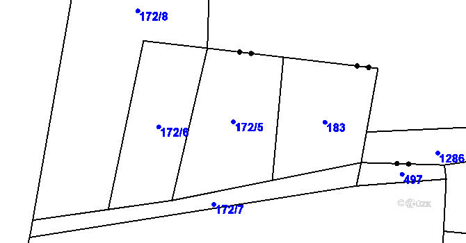 Parcela st. 172/5 v KÚ Léštnice, Katastrální mapa