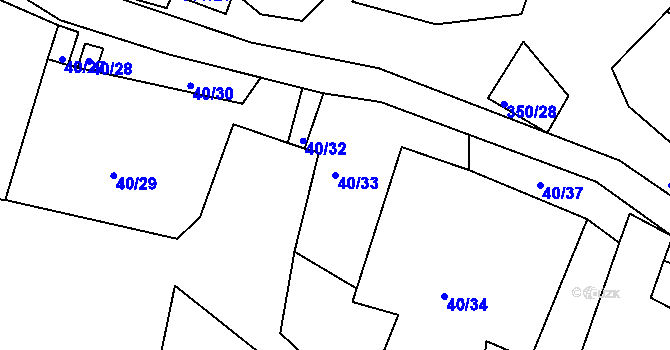 Parcela st. 40/33 v KÚ Kuní pod Landštejnem, Katastrální mapa