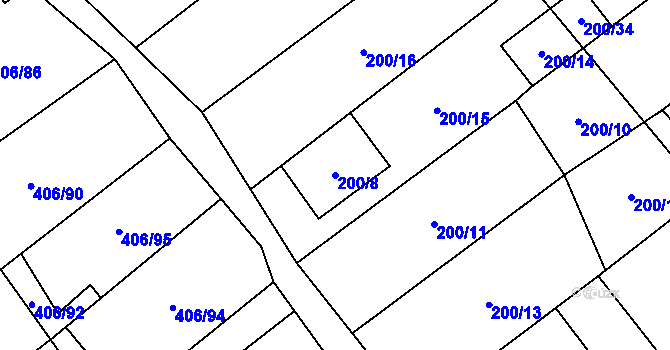 Parcela st. 200/8 v KÚ Nová Ves u Klikova, Katastrální mapa
