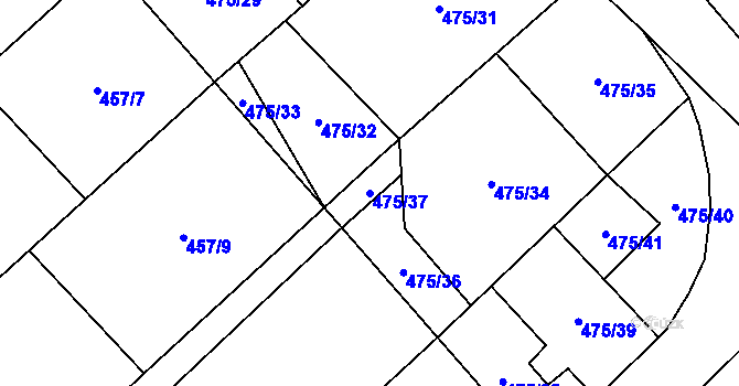 Parcela st. 475/37 v KÚ Nová Ves u Klikova, Katastrální mapa