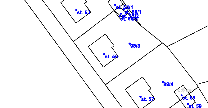Parcela st. 56 v KÚ Březenský Dvůr, Katastrální mapa