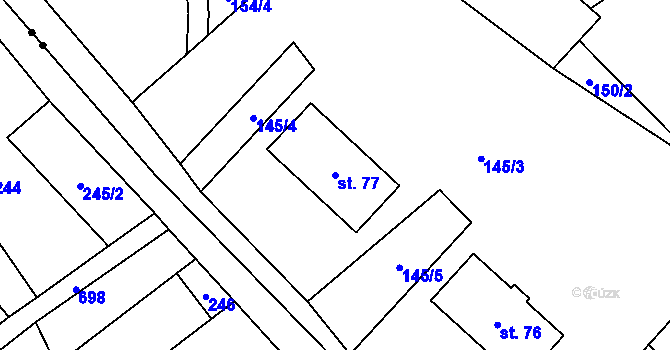 Parcela st. 77 v KÚ Březenský Dvůr, Katastrální mapa