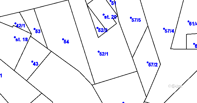 Parcela st. 52/1 v KÚ Březenský Dvůr, Katastrální mapa
