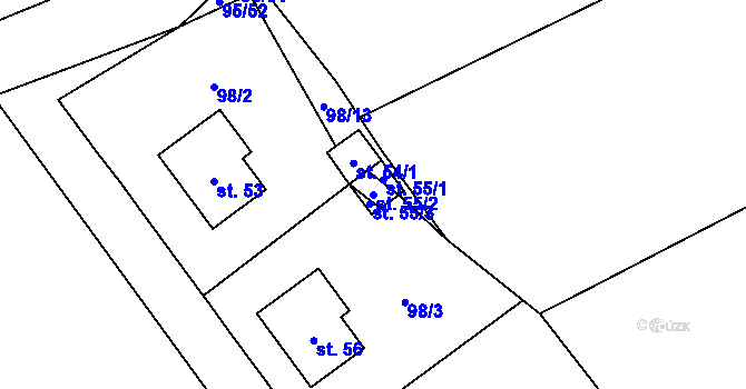 Parcela st. 55/2 v KÚ Březenský Dvůr, Katastrální mapa