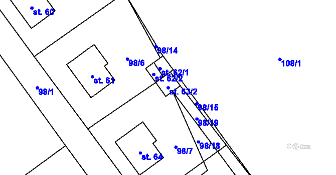 Parcela st. 63/2 v KÚ Březenský Dvůr, Katastrální mapa